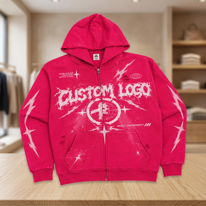 Sudadera con capucha y cremallera para hombre, de algodón, estilo vintage, con estampado de lavado ácido, extragrande, forrada, cortavientos, corta, estilo streetwear - Product Image 2
