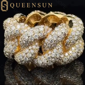 Anelli Hip Hop con Diamanti e Anelli Cuban in Moissanite QUEENSUN GRA D <span class=keywords><strong>VS</strong></span> Oro 10K 14K 18K da Uomo e Donna - Product Image 2
