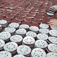 ZY OEM OBM Dekabu Kekerasan Tinggi 5 Inci 8/6 Lubang Oksida Aluminium Merah dengan Perekat Hook and Loop Tebal 1mm untuk Pemolesan dan Pengamplasan Permukaan