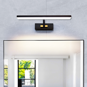 Lámpara de Pared LED COMBO, Aleación de Aluminio Negra, Rectangular, Control por Sensor, 5000K Luz Diurna, Diseño Minimalista para Baño, Montaje en Superficie - Product Image 3