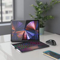 360 rotasi nirkabel magnetik, papan ketik alas Sentuh lampu latar untuk iPad Pro 12.9 2018 2020 2021 2022 Tablet Premium pelindung Keyboard ajaib