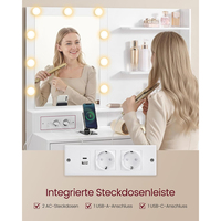 Table de toilette blanche contemporaine avec lumières LED rondes, étagères ouvertes et unité à 8 tiroirs – Vente en gros