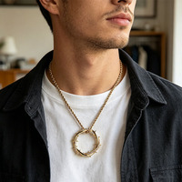 Collier pendentif Couronne d'épines entièrement serti de zircons CZ, chaîne corde en laiton, bijoux Hip Hop, plaqué argent/or, cadeau unisexe