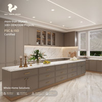 Ensemble d'armoires de cuisine sur mesure Aige au design minimaliste et au style crémeux