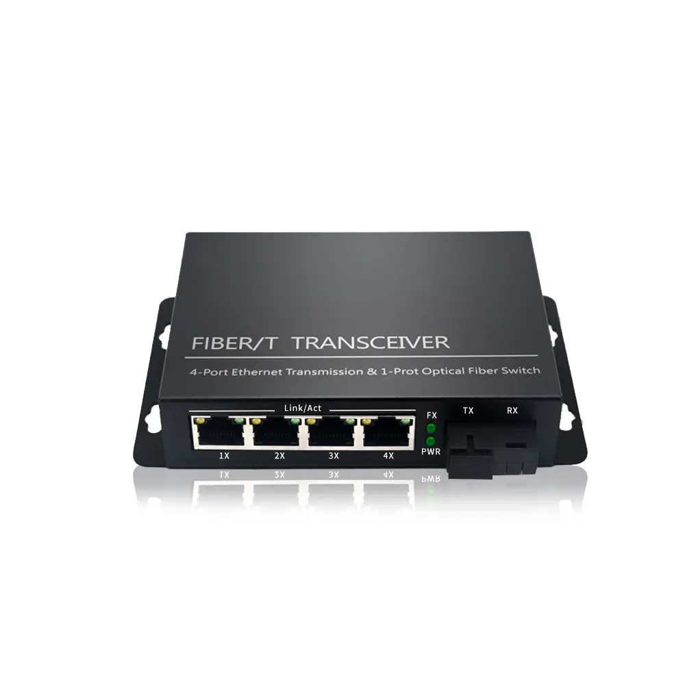 4 Port Ethernet Transmission &1 Port Optical Fiber Switch POE 10/100/100M Media Converter Switch