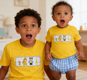 YiHui Brand Hand Smocked 100% Cotton <strong>Boys</strong> Clothing Set with Casual Cute Animal Pattern Short Sleeve Top and Shorts - Product Image 1