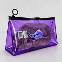 Bolsa de Embalaje con Cierre de Cremallera para Extensiones de Cabello, Bolsa de PVC Esmerilada con Logotipo Personalizado para Accesorios para el Cabello, Bolsa con Cierre Hermético para Paquetes de Pelucas de 26 Pulgadas