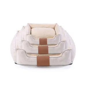 big comfortable beige technology fabric classic dog bed giant eco friendly premium pet anxiety bed for mother dog