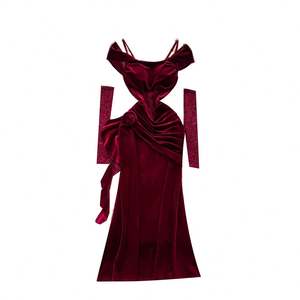 Robe longue sirène style américain d'été pour femme, coupe empire, dentelle 3D, Vestidos - Product Image 5