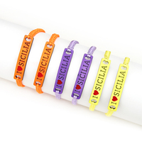 Bracelet personnalisé avec le nom du pays Honduras Mexique Sicile, bracelet en acrylique plié, bracelet en corde tressée, ensemble de bracelets, cadeau