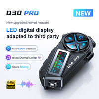 Casque de moto 5.4 avec interphone 500M, appairage multi-marques, partage de musique, écran LED, radio FM, IPX6, 1000mAh