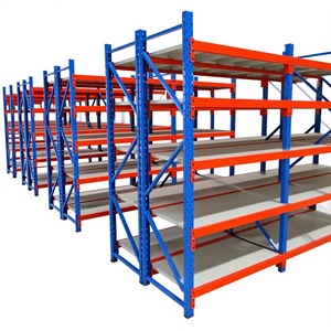 4-<b>Shelf</b> Double Layer Stacking Racks <b>Shelves</b> Metal Supermarket Storage Cabinet Organizer Durable Adjustable Pre-Assembled - Product Image 2