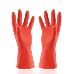 Gants en caoutchouc miniatures sur mesure pour femmes, longueur 25 cm, fins, imperméables, couleur unie, pour la vaisselle et le nettoyage domestique, rouge - Product Image 2
