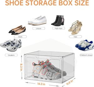 Caja de Almacenamiento Transparente para Zapatillas, Apertura Magnética Lateral, Plegable, Apilable, Moderna y Sencilla - Product Image 5