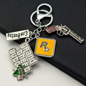 Porte-clés personnalisé avec logo d'entreprise, lettres de dessin animé 2D 3D, moulé sous pression, émail dur, porte-clés <span class=keywords><strong>GTA</strong></span>, vente en gros, porte-clés en métal personnalisés - Product Image 3