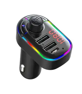 Pengisi Daya Ponsel Tipe-c PD Terpasang Di Mobil 3.1 Dual USB Port U Disk Kartu TF Pemancar FM, Penerima, Pemutar Musik Bluetooth-MP3