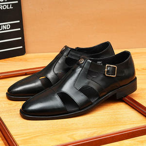 Sandalias casuales de cuero vacuno para hombre, diseño recortado, para verano y exteriores, nuevos zapatos formales de negocios de cuero genuino para hombre - Product Image 3