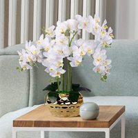 Plante d'orchidée artificielle dans un pot doré, arrangement floral pour le Nouvel An chinois et la rentrée scolaire, extérieur, 60 cm