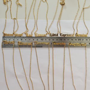 Collar del zodiaco inglés antiguo personalizado, Gargantilla con letras de acero inoxidable, placa con nombre, horóscopo, joyería - Product Image 5