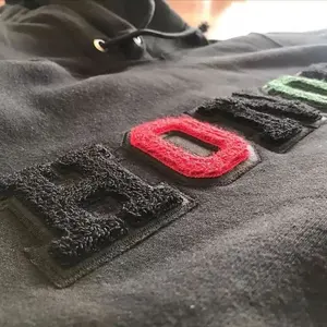 Garment French Terry Custom Embroidery Hoodies Sweatshirt Men 3d Letter Patch Heavyweight Embroidered Chenille Hoodie