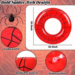 3 Pack Red Spider Web Inflatable Swim Rings for <b>Pool</b> Beach - Product Image 2