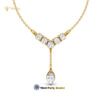 Collier personnalisé en or massif 14K 18K avec diamants de laboratoire VVS-VS 2ctw, pendentif en forme de V, collier en forme de Y, pendentif en diamant marquise