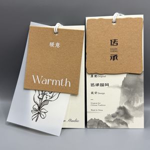 Étiquettes suspendues en papier kraft personnalisées Hongxing, style chinois minimaliste, pour vêtements féminins, fabriquées en Chine - Product Image 2