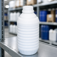 Bouteille en plastique ronde à base carrée en HDPE de 1000 ml avec bouchon à vis, surface givrée, col de 42 mm pour l'emballage de produits chimiques industriels et de détergents