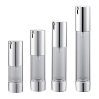Bouteille de pompe sans air de luxe cosmétique pour lotion sérum 10ml 20ml 30ml 50ml bouteille de pompe en aluminium argent bouteilles cosmétiques sans air