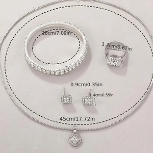 Reloj de Mujer en Oferta, Juego de Joyería de Cinco Piezas con Incrustaciones de Diamantes, Reloj de Cuarzo Romano Moderno CD134 - Product Image 4