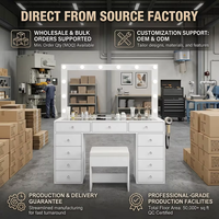 Exportation directe usine transfrontalière, vente en gros : Coiffeuse intelligente multifonction avec panneau miroir éclairé pour chambre et salon