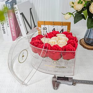 Độc quyền rõ ràng sắp xếp thanh lịch hình trái tim Rose đứng container bảo quản hoa Acrylic - Product Image 2