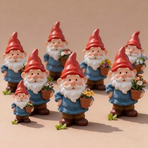 Estatua de Resina, Gnomos de <span class=keywords><strong>Jardín</strong></span>, Decoración para Exteriores, Enano <span class=keywords><strong>con</strong></span> Maceta para Hogar, Oficina, Figura Navideña y Juguete - Product Image 3