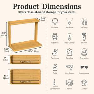 Étagère à cosmétiques multifonctionnelle, rangement de salle de bain, rangement de cuisine, station d'outils à matcha, étagère de rangement en bambou pour la maison - Product Image 2