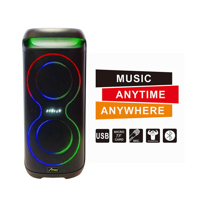 China Supplier Double 6.5 Inch Woofer 40W 7.4V USB Bluetooth Portable Karaoke Music Box Speaker
