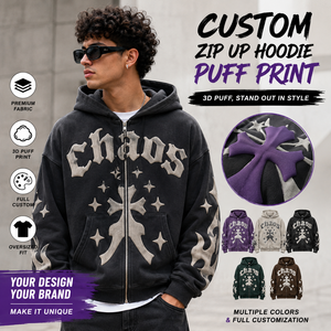Sudadera con capucha personalizada con cremallera completa, estampado 3D, estilo urbano, informal, para hombre - Product Image 1