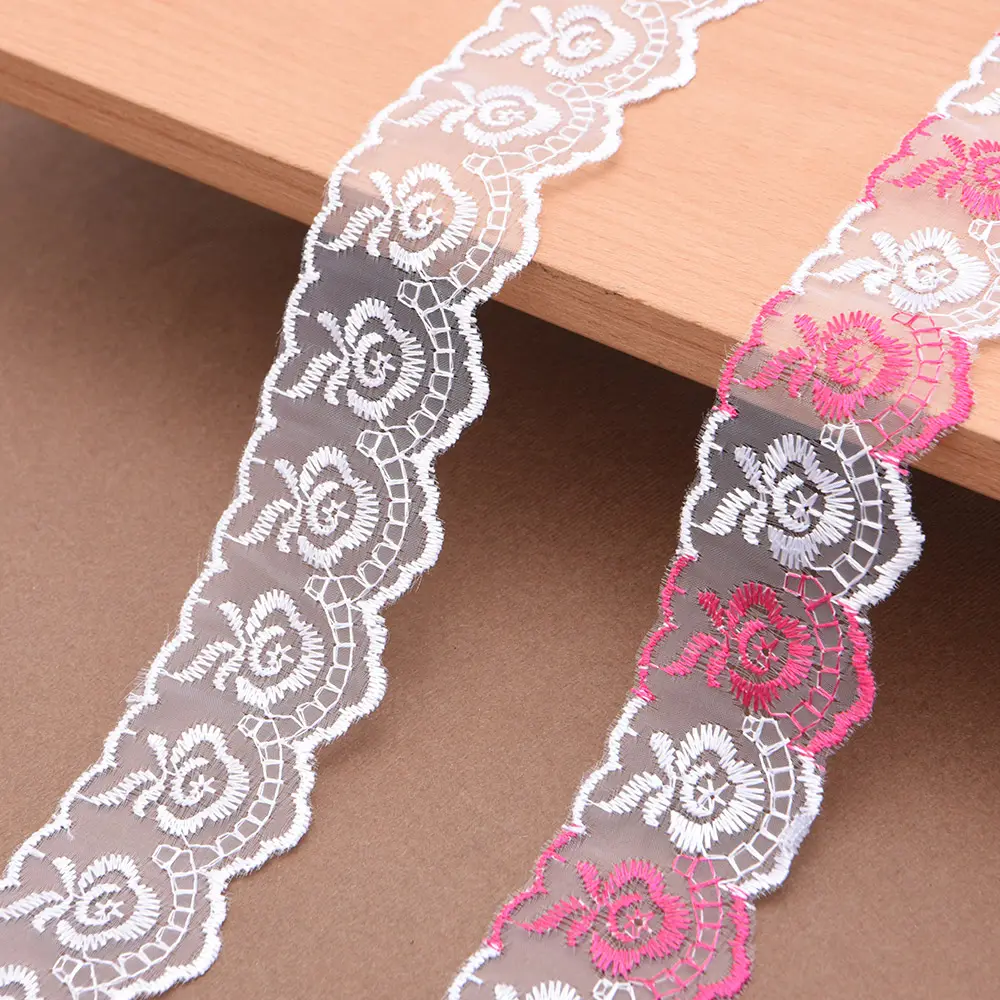 Fancy Design African Organza Lace Trim Mono Lace Trim for Wedding