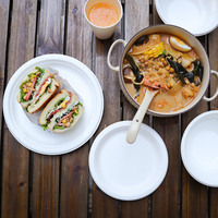 Plateau en pulpe de bagasse de canne à sucre compostable de 8 pouces, jetable, biodégradable, respectueux de l'environnement, pour la restauration