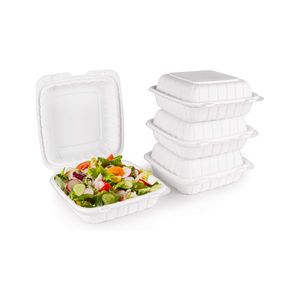 Récipient alimentaire à clapet à 3 compartiments MFPP à charnière Boîte à lunch en plastique à emporter à emporter biodégradable jetable pour restaurant - Product Image 1