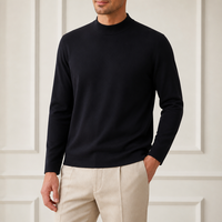 Pull en maille personnalisé pour homme en mélange cachemire et laine, col semi-montant, couleur unie avec contraste au dos, chaud, OEM ODM, usine source, vente en gros