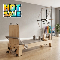 Máquina de Pilates Reformer Profesional de Grado Estudio con Base de Madera Sólida, Equipo Premium con Torre