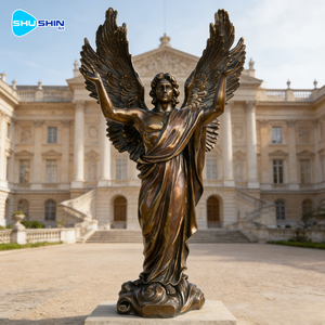 Sculture di Angeli Maschili in Bronzo Personalizzate con Stampa UV ed Elettroplaccatura a Grandezza Naturale Nobili ed Eleganti per Decorazioni Esterne - Product Image 5