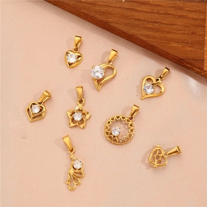 SH38 Collezione di Ciondoli Bikini Lucidi in Acciaio Inossidabile con Placcatura in Oro PVD 18K, Zirconi, Cuore, Angelo, Fiore, Ciondoli Fai da Te, Impermeabili e Inossidabili - Product Image 6