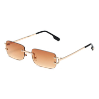 2023 lunettes de soleil sans monture tendance femmes Uv400 Cool métal jambes graduent Vintage rétro dames lentilles carrées petites lunettes 2023