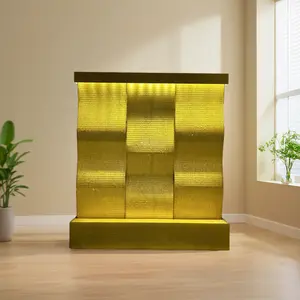 Cascade murale en acrylique doré avec lumière LED cloison mobile adaptée à la décoration murale intérieure