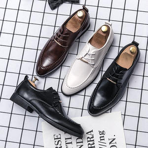 Nuevos zapatos derby de cuero de lujo con cordones y tacón bajo para atuendos formales de boda para hombres, zapatos hechos a mano. - Product Image 4