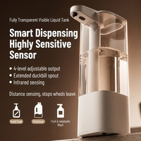 Distributeur de savon automatique mains libres avec réservoir transparent en PC, rechargeable par USB-C et volume réglable sur plusieurs niveaux