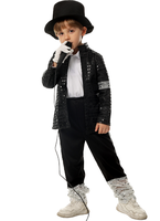 Ecoparty Coplay Outfit for Show Performance Party Costume de spectacle de chanteur noir Tenue d'anniversaire de célébrité pour femmes hommes garçon fille
