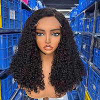 Peluca rizada Pixie lista para usar, cabello humano indio, sin pegamento, al por mayor, cabello natural con pelucas frontales de encaje completo HD para mujer