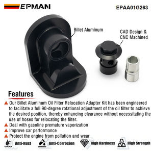 EPMAN Billet Aluminum <strong>Oil</strong> <strong>Filter</strong> <strong>Relocation</strong> Adapter <strong>Kit</strong> for Honda/Acura B/D/H/F/K Series Engines - 90&deg; Rotational EPAA01G263 - Product Image 2